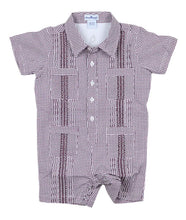 Load image into Gallery viewer, Guayabera-Gameday Wave Check SS Romper-Blue Quail