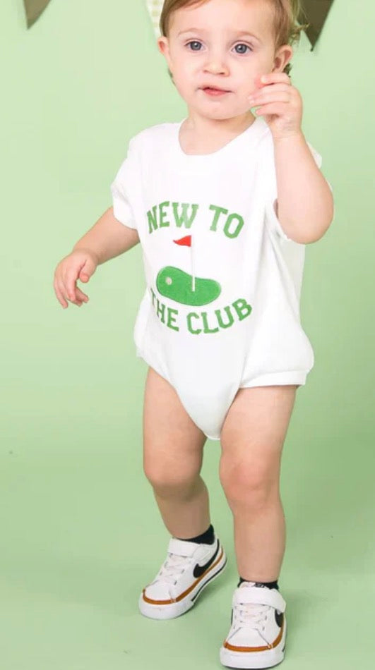 New to the Club Patch SS Romper-White