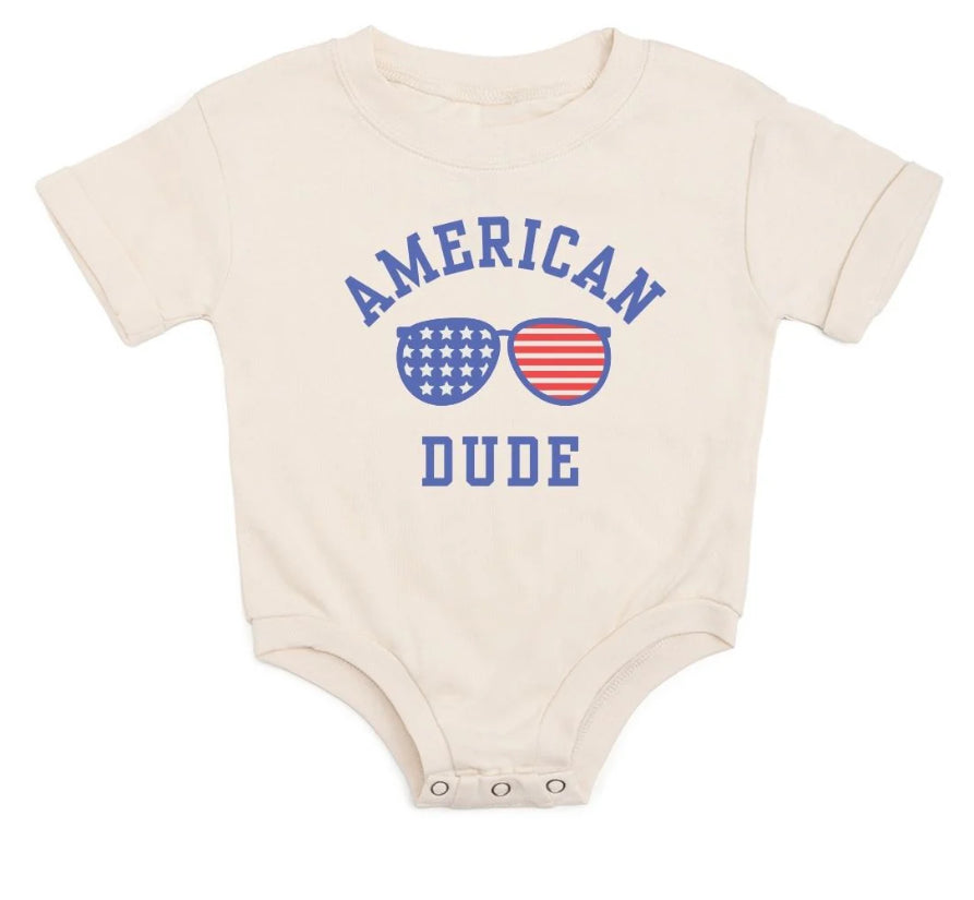 American Dude Romper-Natural