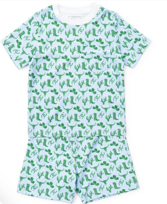 Charles Boys Short Set-Wild West Blue