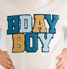 Load image into Gallery viewer, Birthday Boy Patch Short Sleeve T-Shirt - Heather