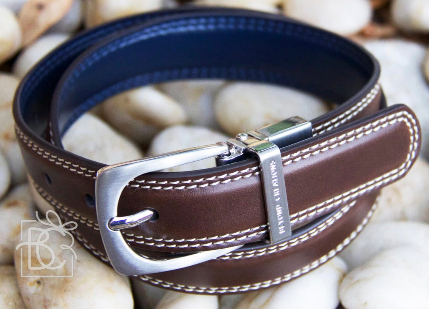 Brown/Navy Reversible Genuine Leather Belt