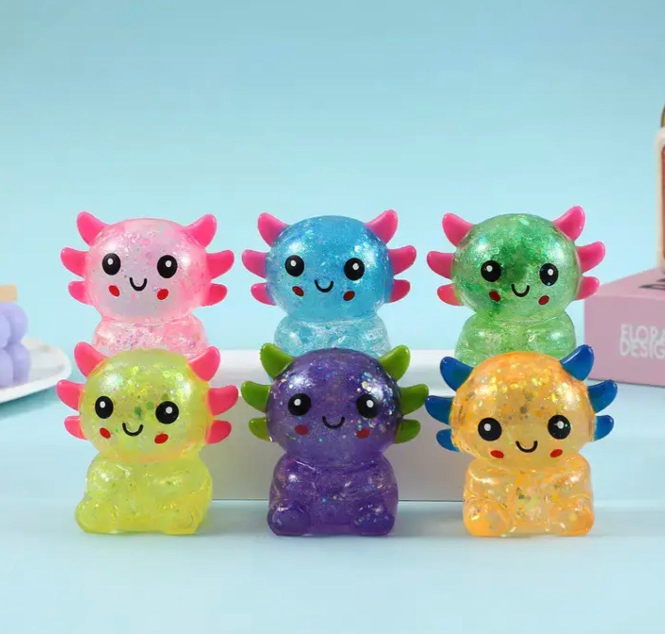 Axolotl Glitter Squishy