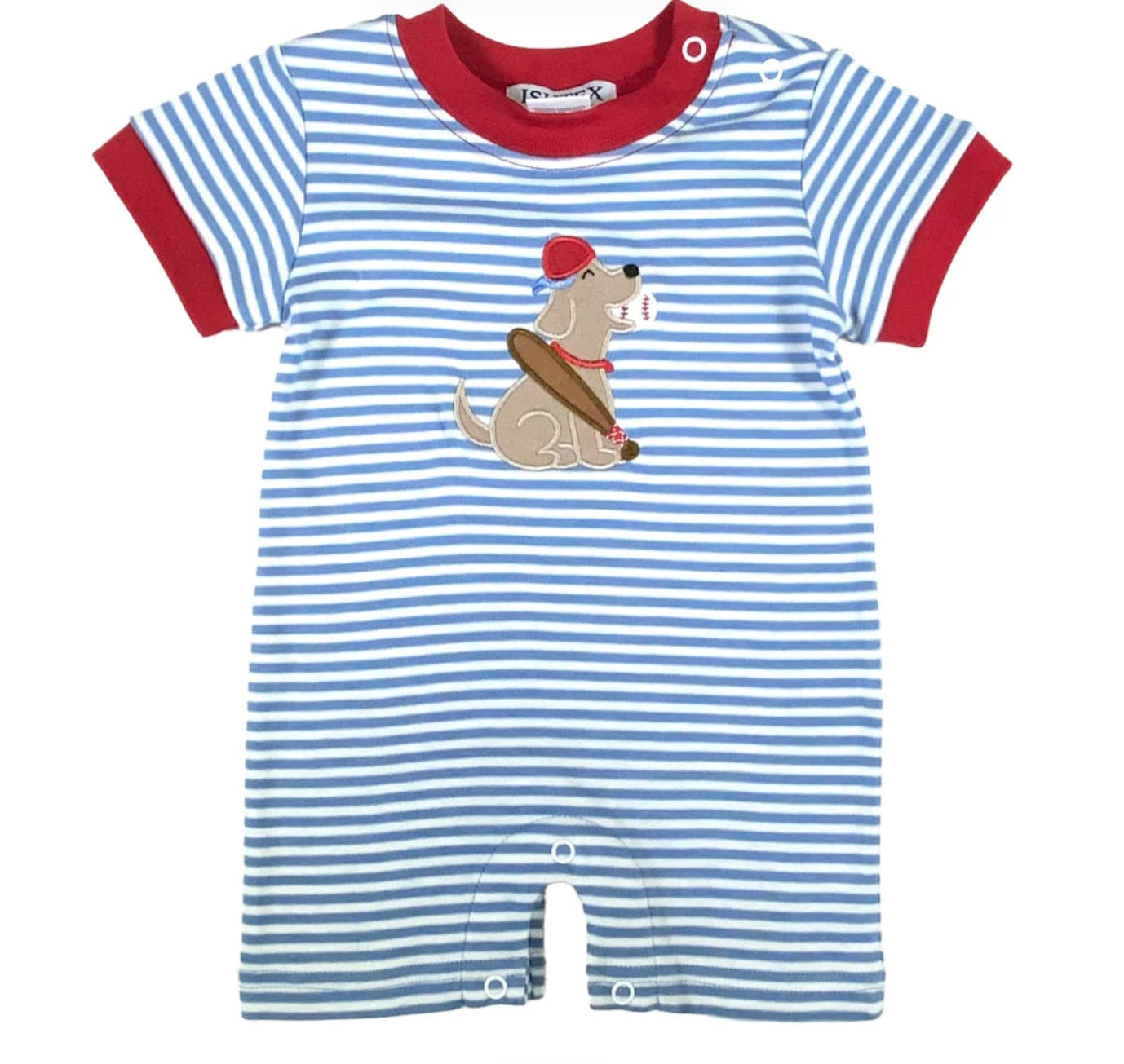 Baseball Boys Romper by Ishtex in classic baseball styling, breathable fabric
