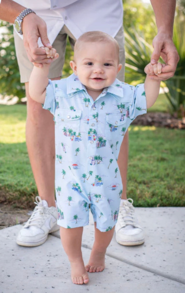 Coastal Getaway Pearl Snap Romper