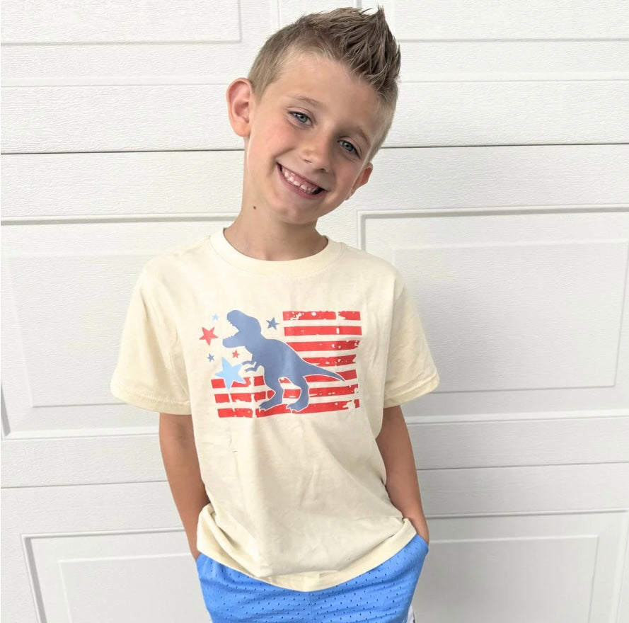 All American Dino T-Shirt-Natural