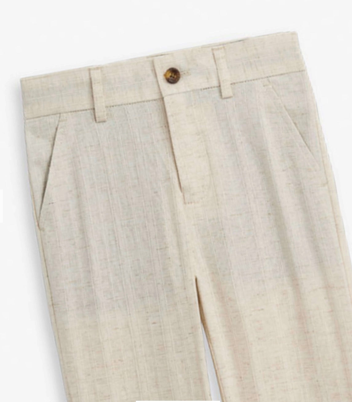 Appaman Linen Ivory Beach Pants in cream linen blend with button closure and front pockets