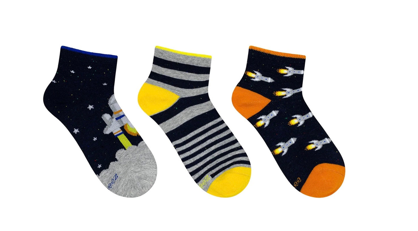 To The Moon Quarter Socks - 3 Pack