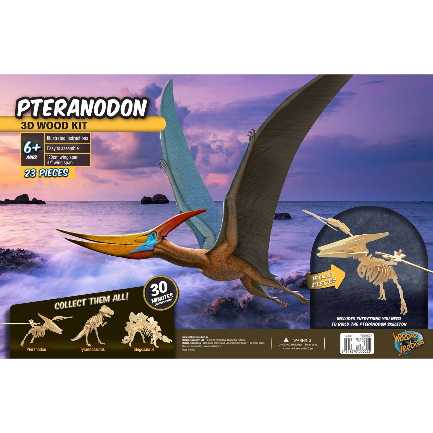 Heebie Jeebies Dino Kit Large Pteranodon wooden skeleton assembly pieces