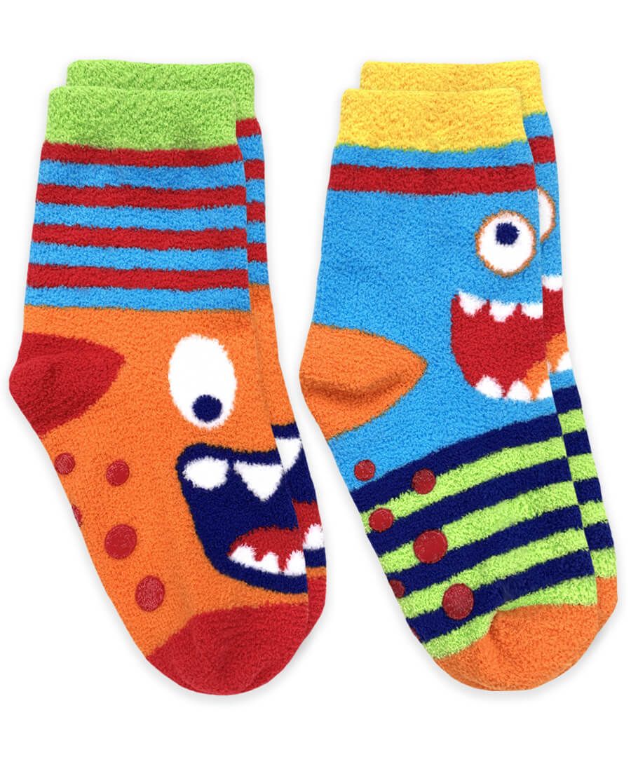 Jefferies Socks Monster Fuzzy Non-Skid Slipper Socks 2-Packc