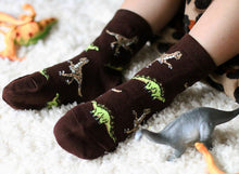 Load image into Gallery viewer, Jefferies Socks Dinosaur Crew Socks-Brown