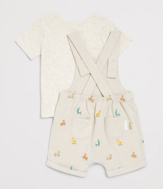 Llama Broderie Overall and Tee Set