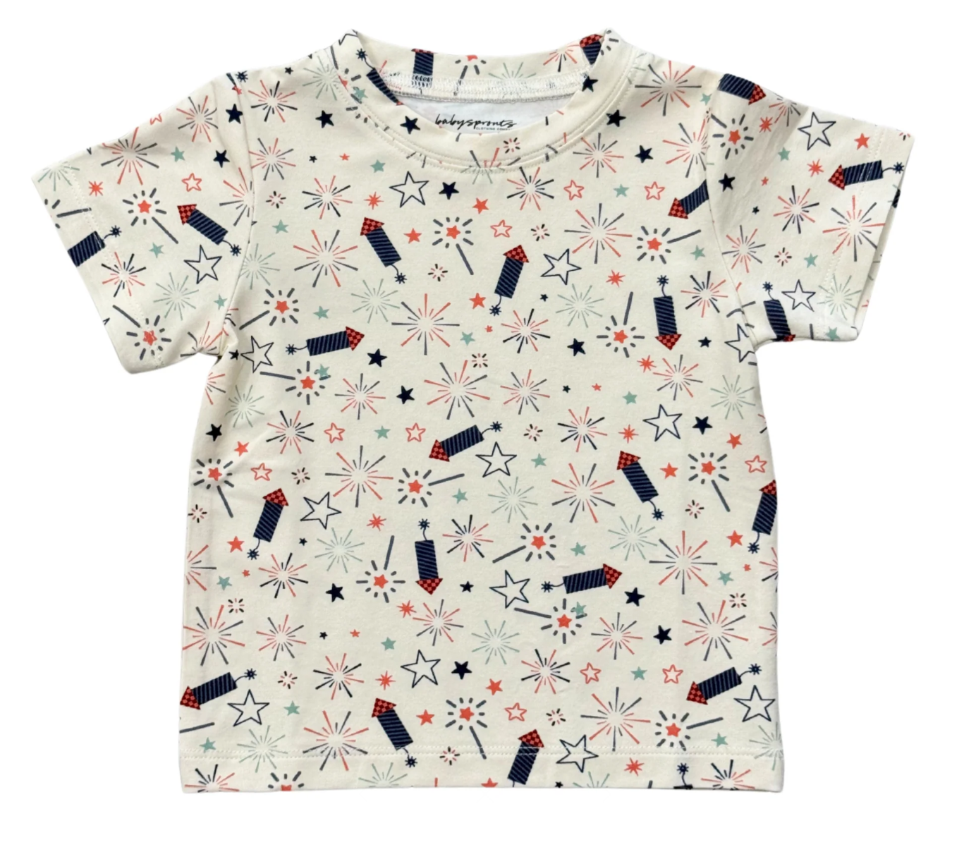 Baby Sprouts Short Sleeve Tee in Fireworks, bamboo jersey fabric