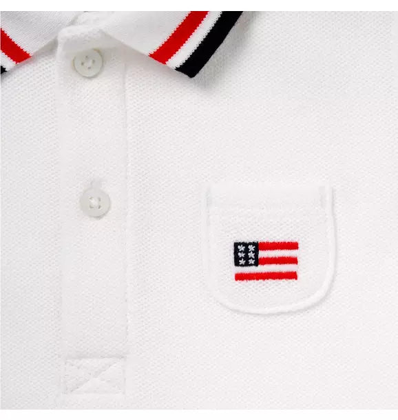 White Flag Icon Polo Onesie