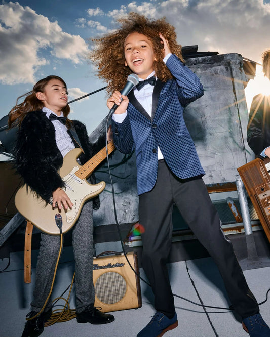 Navy Geo Tuxedo Jacket