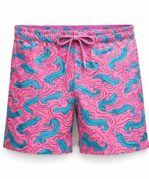 Meripex Men's Neon Gator Shorts in neon colorway, quick-dry fabric, secure fit