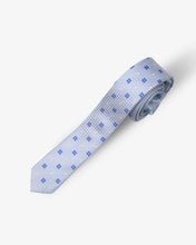 Load image into Gallery viewer, Silver Blue Squares Tie