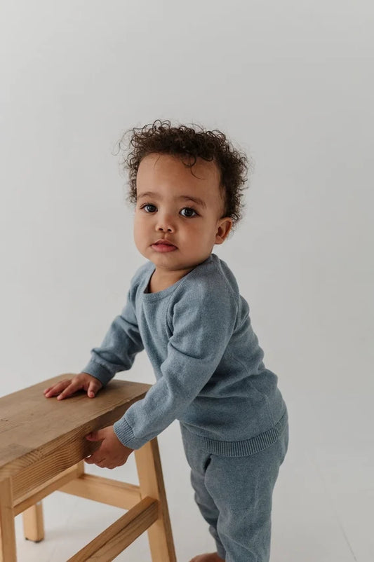 Soft Knit Baby Set - Teal Marble