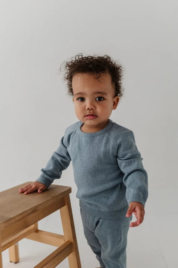 Soft Knit Baby Set - Teal Marble