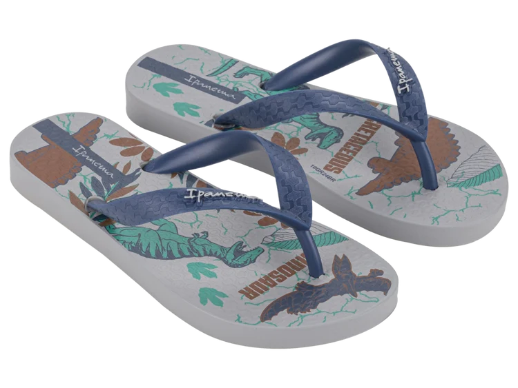 Dino Flip Flops (Grey/Blue/Green)
