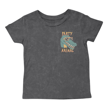 Party Animal short-sleeve tee in mineral black, 100% cotton jersey by Tiny Whales
