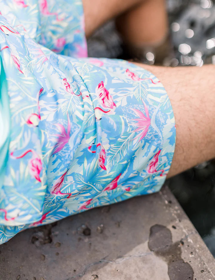 Shordees Swim Trunk - Floral Flamingo