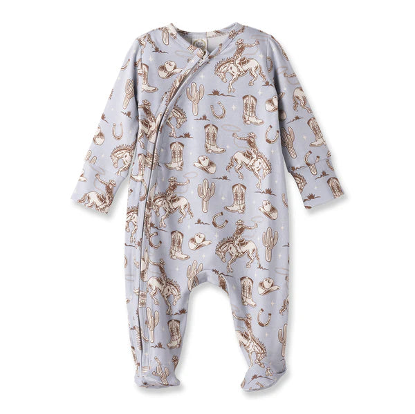 Wild Wrangler Blue Footie Zipper Romper-Tesa Babe