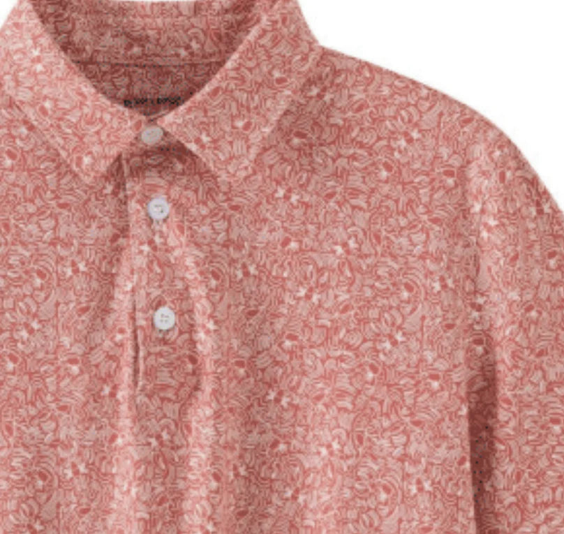 Men's Crawfish Polo by Meripex featuring subtle crawfish motif, refined coastal design
