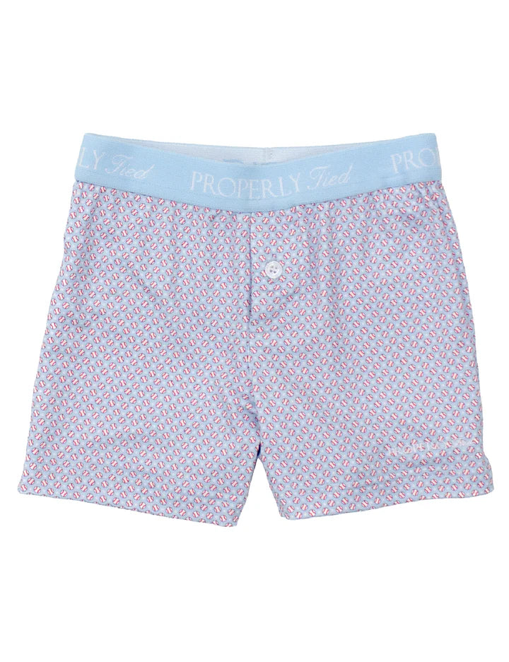 Inlet Boxer Brief by Properly Tied in neutral Inlet pattern with logo-lined waistband