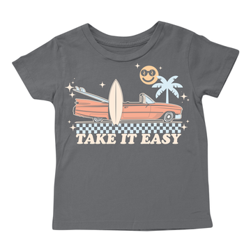 Take it Easy short-sleeve cotton jersey crew neck tee by Tiny Whales in neutral tone