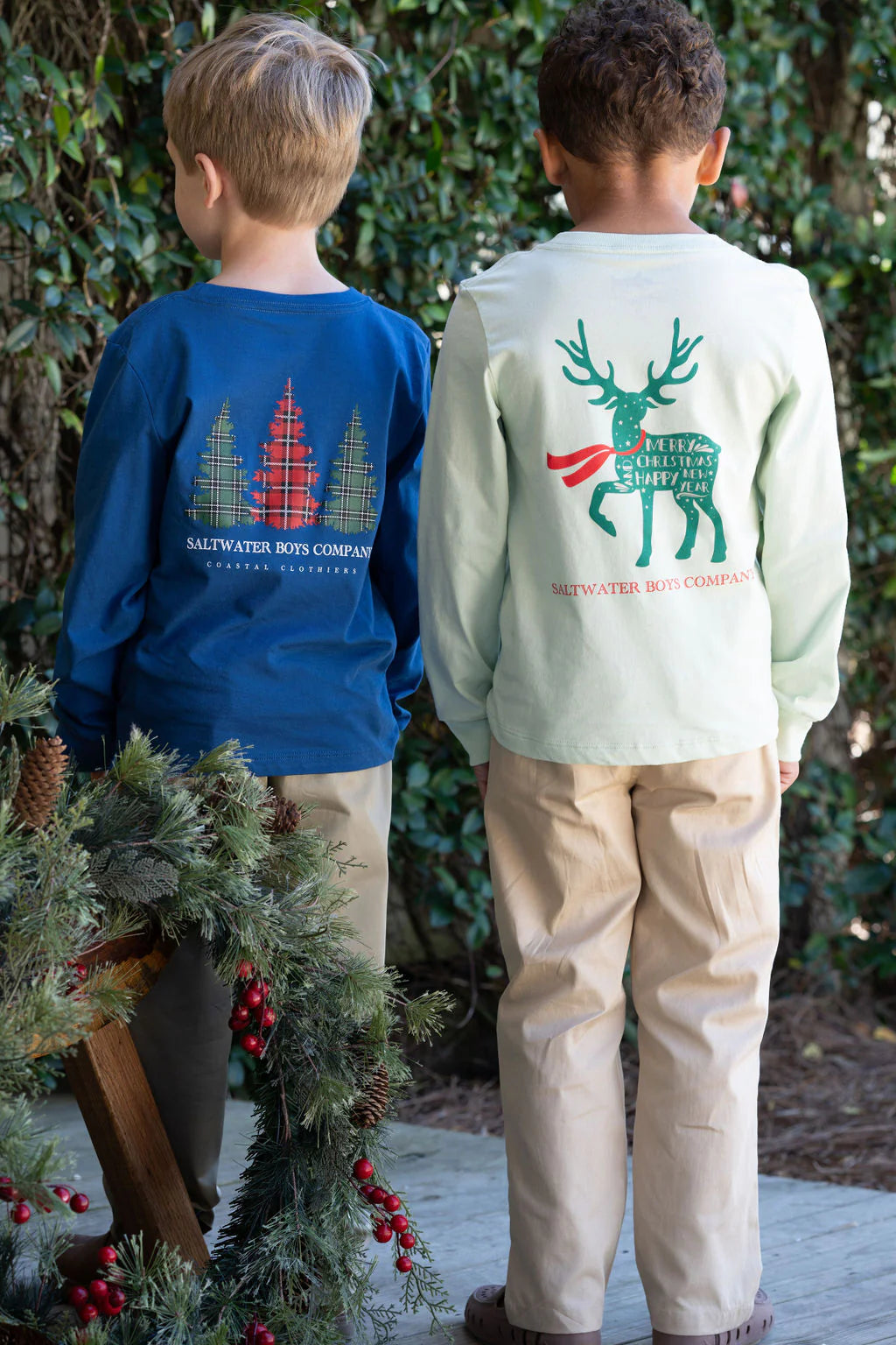 Plaid Christmas Trees LS Tee (Saltwater Boys)
