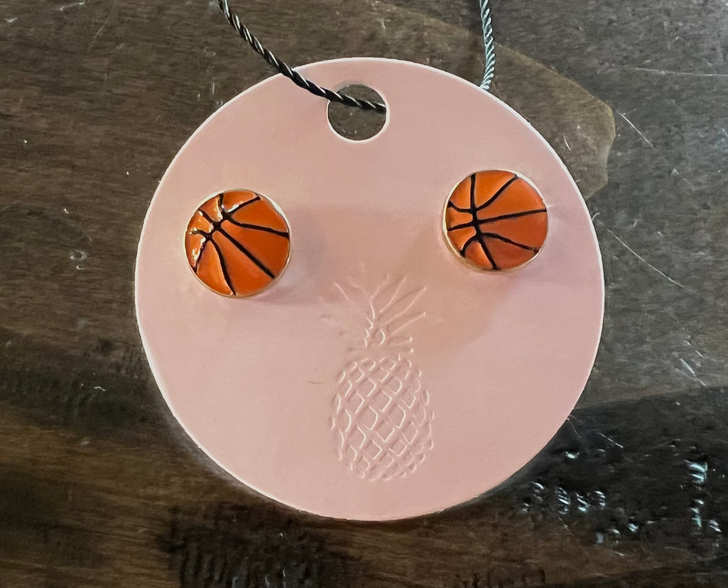 Basketball Signature Enamel Stud Earrings with hand-made details by Prep Obsessed Wholesale