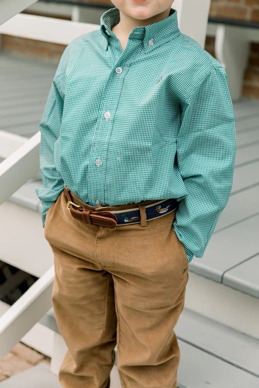 J. Bailey Green Microcheck Button Down Shirt