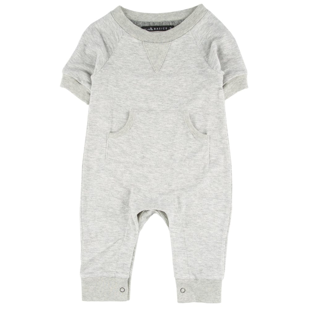 Miki Miette Basics Romper in Moon Grey, unisex romper with inseam snaps