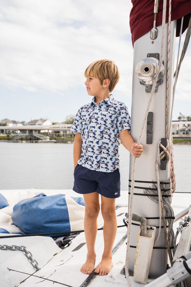 Inshore Boys Performance SS Polo Camo