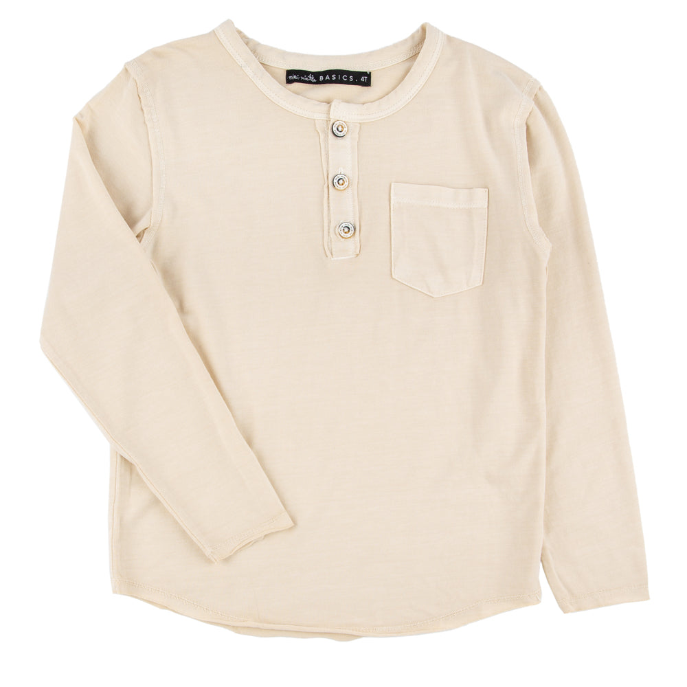 Buzz Henley in oatmeal by Miki Miette, refined boys' henley
