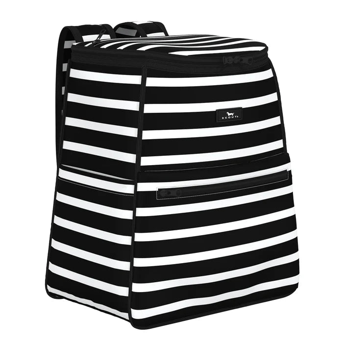 Scout Fleetwood Black insulated backpack cooler with padded straps and zippered exterior pockets
