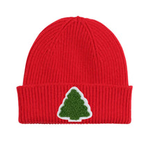 Load image into Gallery viewer, Christmas Red Beanie with Tree