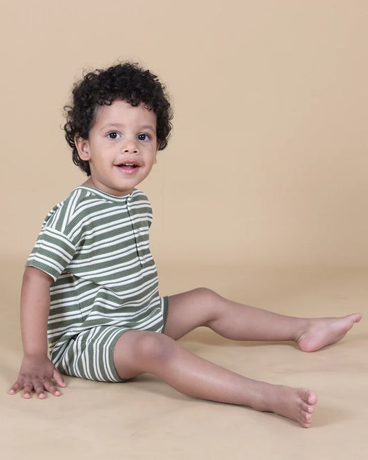 Tiny Tribe Forest Stripe Waffle Romper