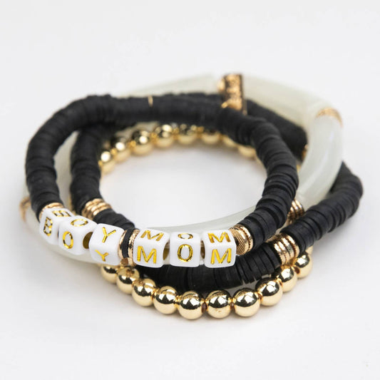 Boy Mom Tubular Bracelet Set - Black