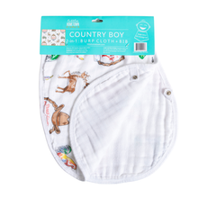 Load image into Gallery viewer, Little Hometown - Country Boy 2 in 1 Burp Cloth and Bib Combo