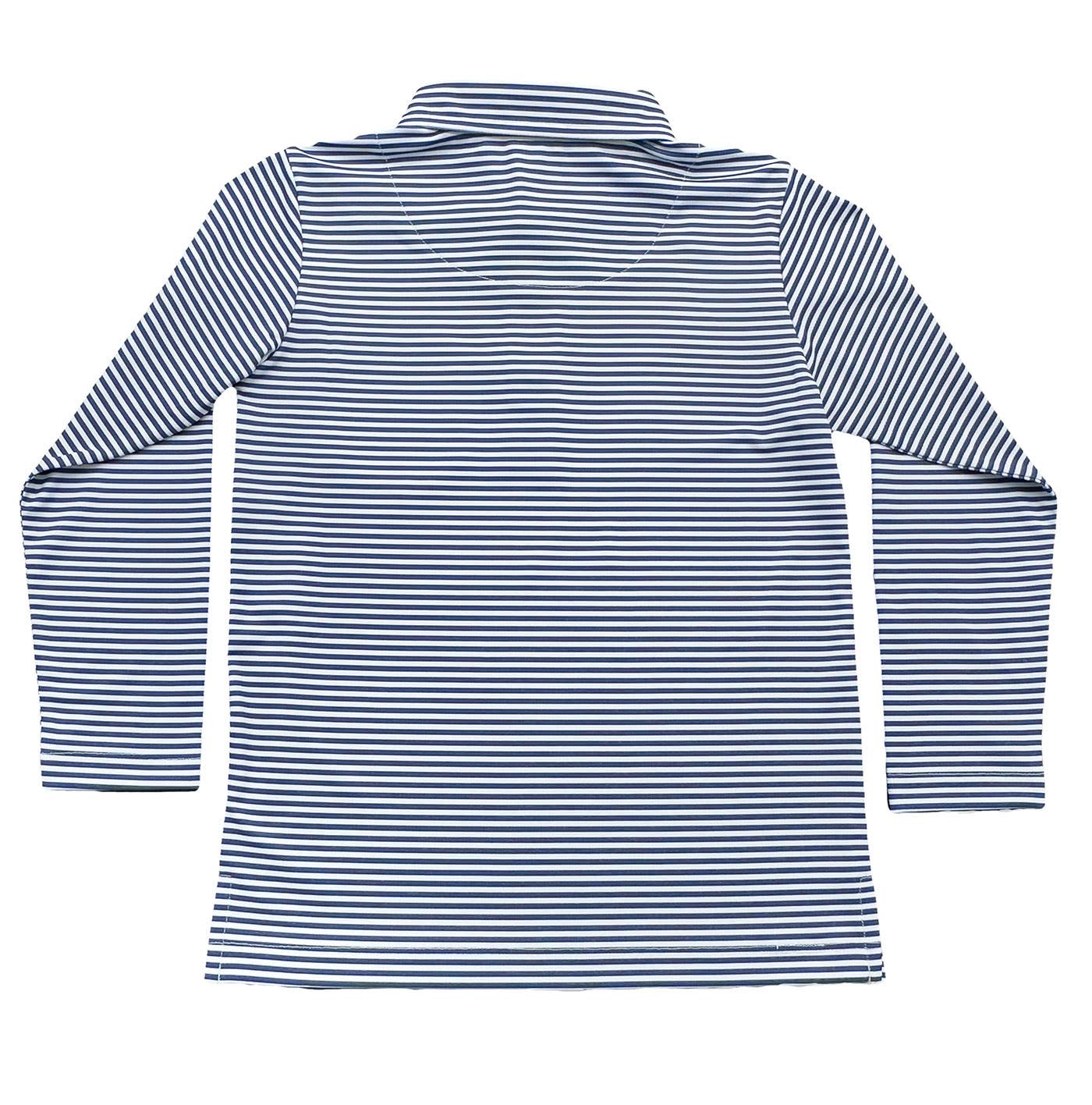 Boys Inshore Performance Polo LS - Navy Stripe