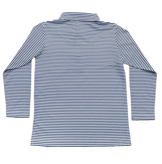 Boys Inshore Performance Polo LS - Navy Stripe