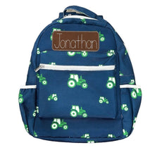 Load image into Gallery viewer, Sugar Bee Clothing - Boys Backpack - Kids School Bag - Tractors on Navy
