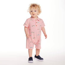 Load image into Gallery viewer, Andy & Evan - Infant Print Polo Romper | Coral Racecar