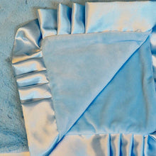 Load image into Gallery viewer, Birchwood Trading - Satin Trim Baby Blanket: Solid Blue