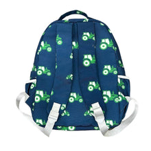 Load image into Gallery viewer, Sugar Bee Clothing - Boys Backpack - Kids School Bag - Tractors on Navy