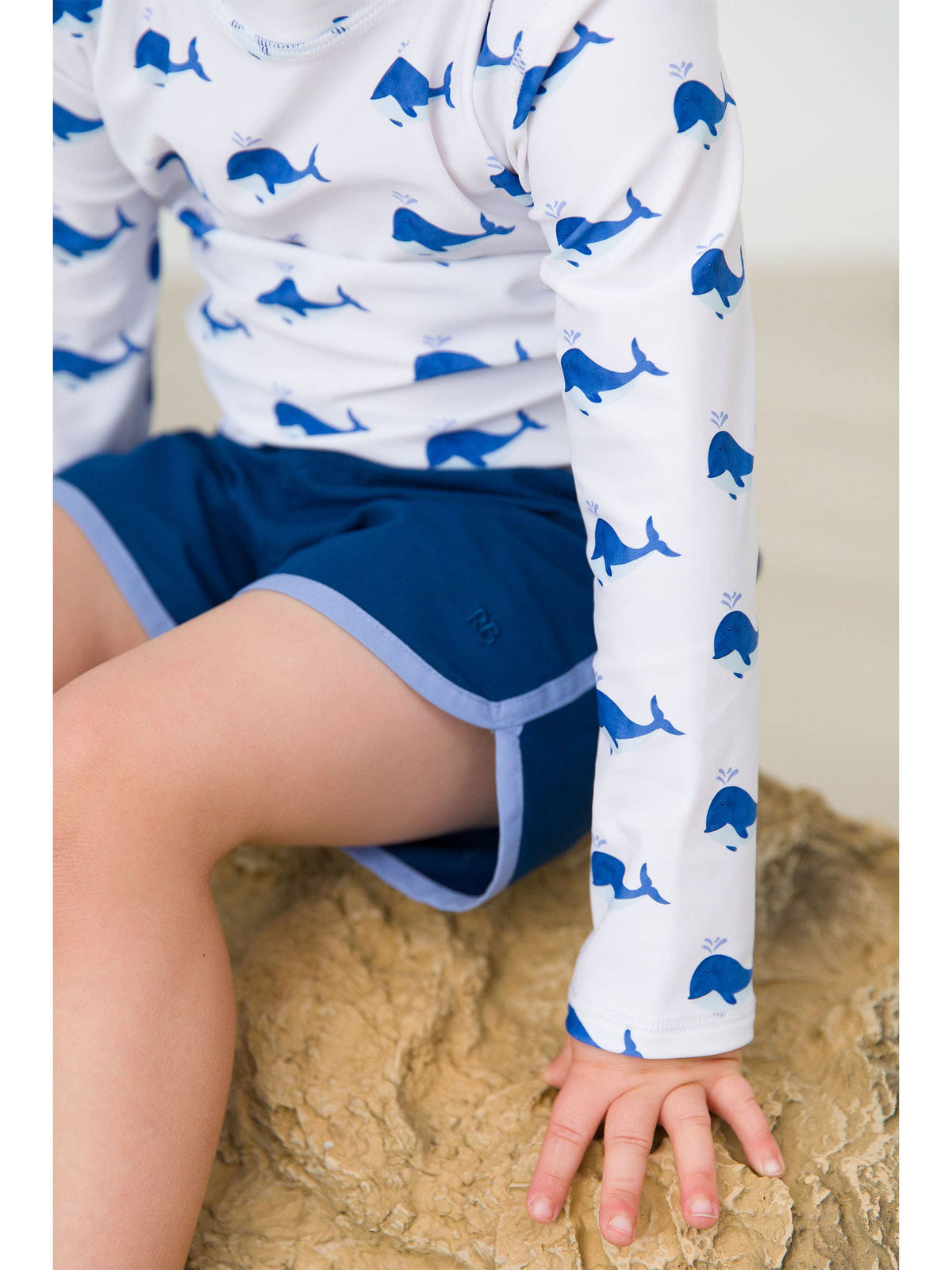 RuggedButts - Boys Navy Dolphin Hem Swim Trunks