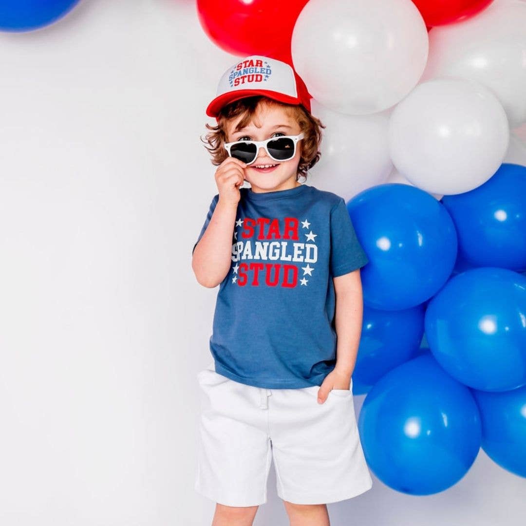 Star Spangled Stud Short Sleeve Shirt - Kids 4th of July Tee