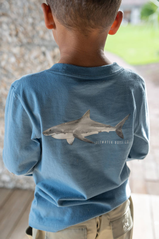 Great White Shark Graphic Pocket Tee Surf